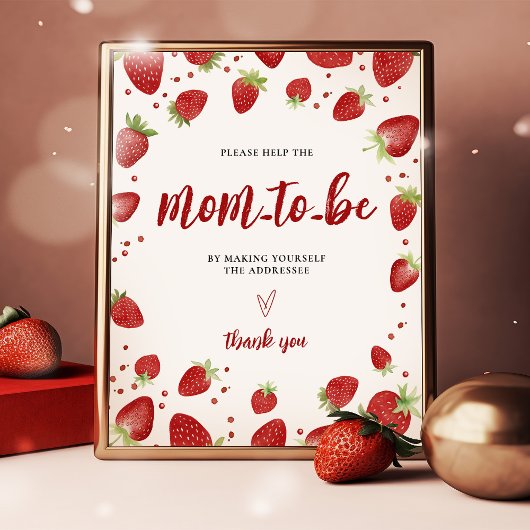 Schrijf uw adres Strawberry Baby shower Sign Poster