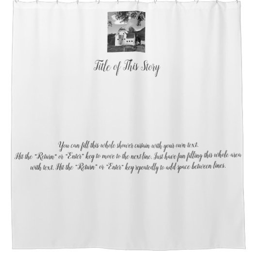 Schrijf Uw Eigen Tekst en voeg een Foto toe Douchegordijn (Voorkant)