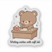 Schrijf Wensen met Zachte Inkt | Knuffel Beer Schr Sticker (Voorkant)