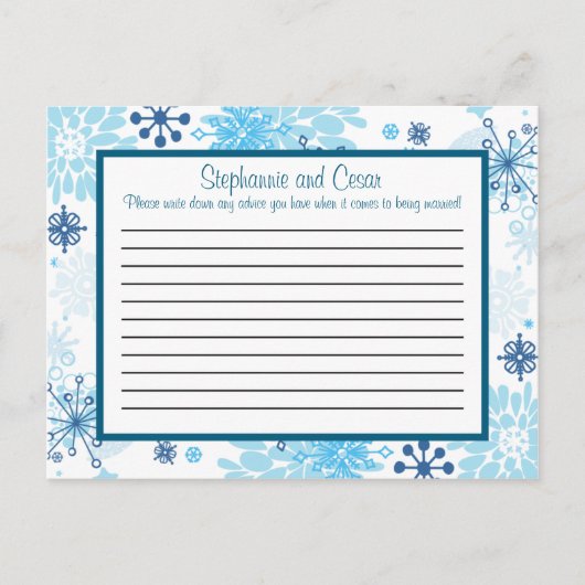 Schrijfbaar advies Kaart Blue Tree / Sneeuwvlokken (Voorkant)