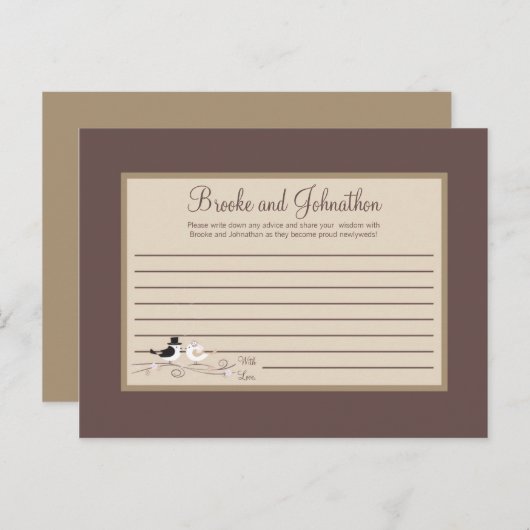 Schrijfbaar advies Kaart bruiloftsvogels bruidegom (Voorkant / Achterkant)