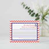 Schrijfbaar advies Kaart Coral Navy Blue Chevron (Staand voorkant)