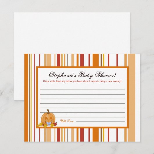 Schrijfbaar advies Kaart Herfst Herfst Pompoen Bab (Voorkant / Achterkant)