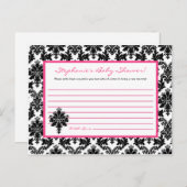 Schrijfbaar advies Kaart: Hot Pink Black Damask (Voorkant / Achterkant)