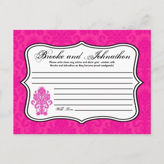 Schrijfbaar advies Kaart: Hot-Pink Damask Lace Pri (Voorkant)
