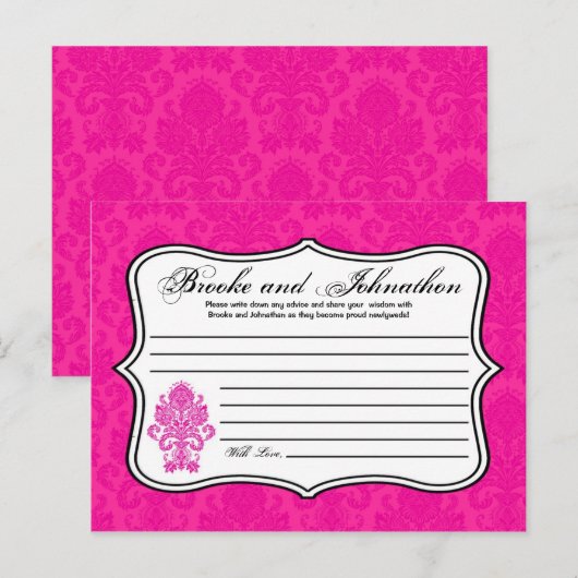 Schrijfbaar advies Kaart: Hot-Pink Damask Lace Pri (Voorkant / Achterkant)