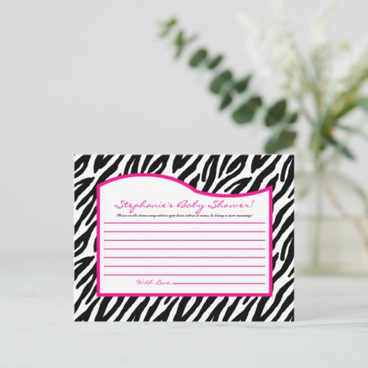 Schrijfbaar advies Kaart Hot-Pink Zebra Afdrukken (Staand voorkant)