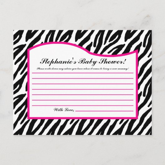 Schrijfbaar advies Kaart Hot Pink Zebra Animal Pri (Voorkant)