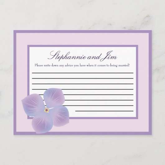 Schrijfbaar advies Kaart Paars Hydrangea (Voorkant)