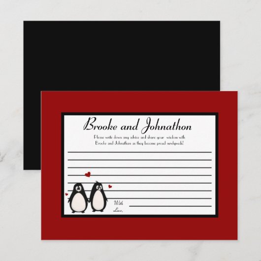 Schrijfbaar advies Kaart Penguin Love Couple Mate  (Voorkant / Achterkant)