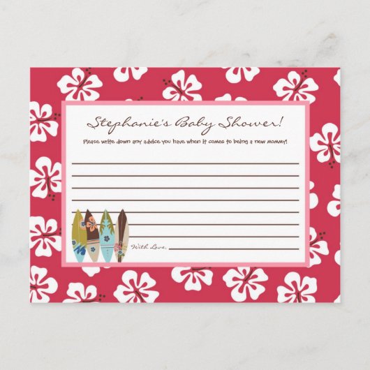 Schrijfbaar advies Kaart Pink Hawaiian Luau Tropis (Voorkant)