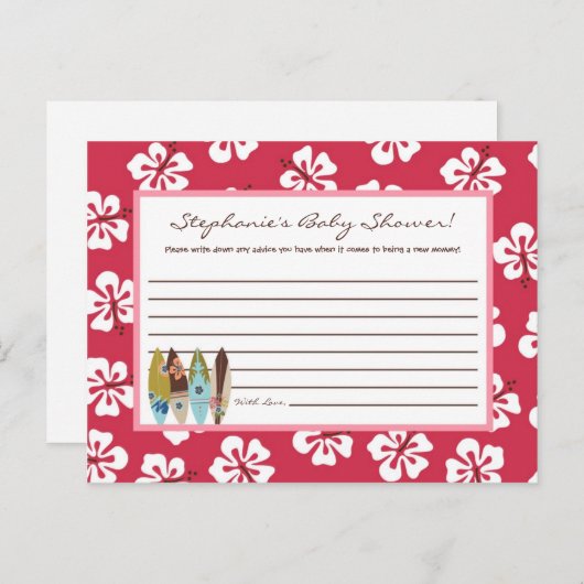 Schrijfbaar advies Kaart Pink Hawaiian Luau Tropis (Voorkant / Achterkant)