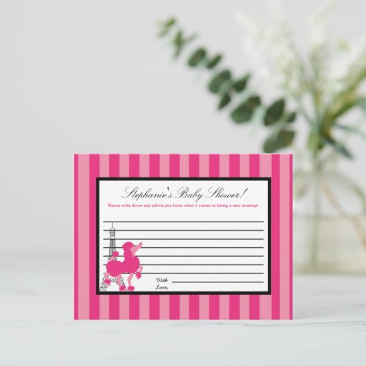 Schrijfbaar advies Kaart Pink Poodle Paris Eiffel (Staand voorkant)