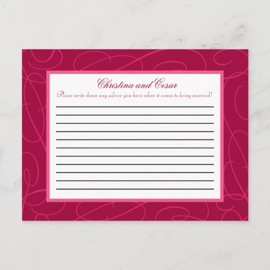 Schrijfbaar advies Kaart Raspberry Pink Loops/Swir (Voorkant)