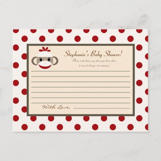 Schrijfbaar advies Kaart Red Sock Monkey (Voorkant)