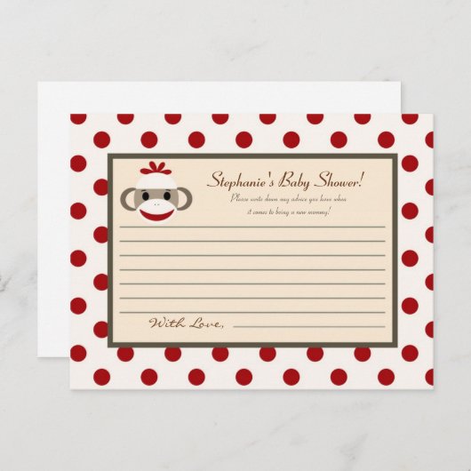 Schrijfbaar advies Kaart Red Sock Monkey (Voorkant / Achterkant)