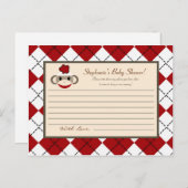 Schrijfbaar advies Kaart Red Sock Monkey Argyle (Voorkant / Achterkant)