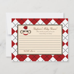 Schrijfbaar advies Kaart Red Sock Monkey Argyle