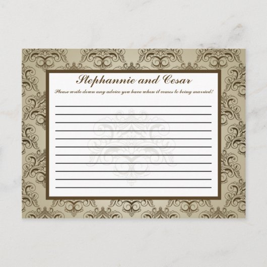 Schrijfbaar advies Kaart Tanish Brown Damask (Voorkant)