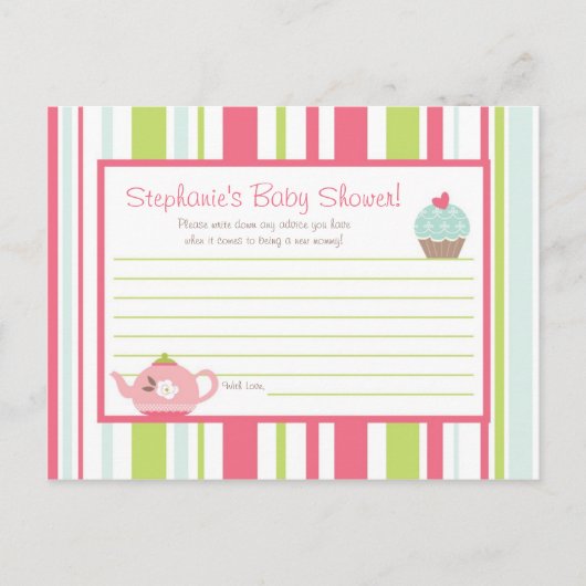 Schrijfbaar advies Kaart Tea Party Pink Pastel Flo (Voorkant)