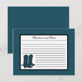 Schrijfbaar Advies Kaart Western Blauw Cowboy Boot (Voorkant / Achterkant)