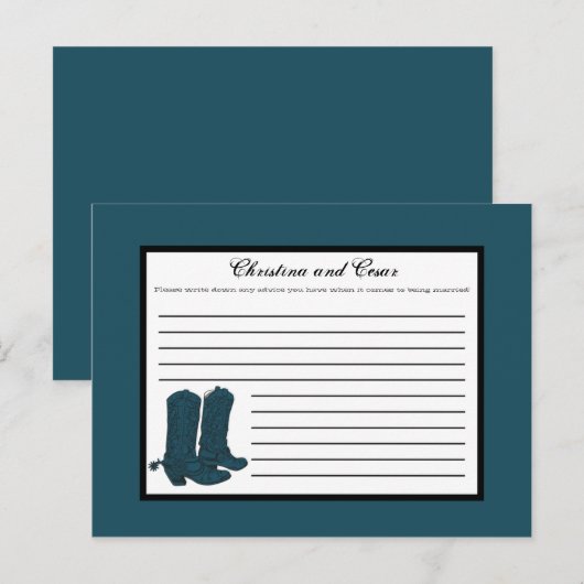 Schrijfbaar Advies Kaart Western Blauw Cowboy Boot (Voorkant / Achterkant)