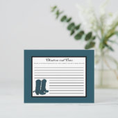 Schrijfbaar Advies Kaart Western Blauw Cowboy Boot (Staand voorkant)