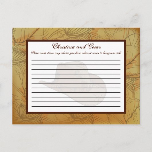 Schrijfbaar Advies Kaart Western Cowgirl Pet/Boots (Voorkant)