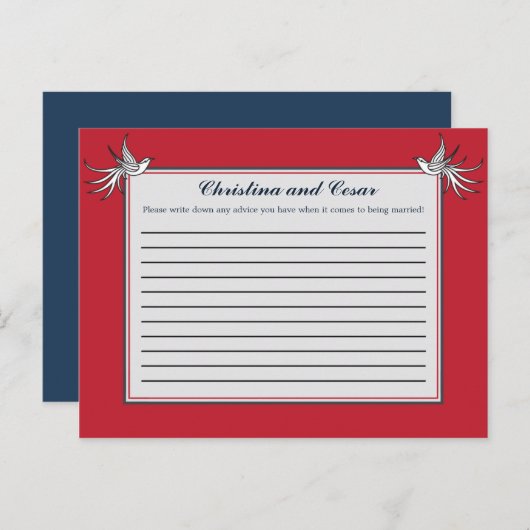 Schrijfbaar Advies Kaart Witte Duif Rood Blauw BG (Voorkant / Achterkant)