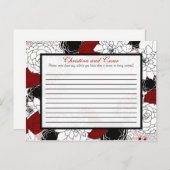 Schrijfbaar Advies Kaart Zwart Bloemen Rood blad (Voorkant / Achterkant)
