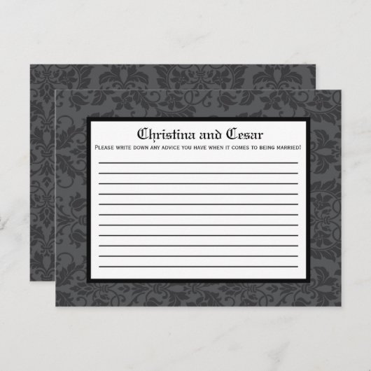 Schrijfbaar advies Kaart zwart grijs (Voorkant / Achterkant)