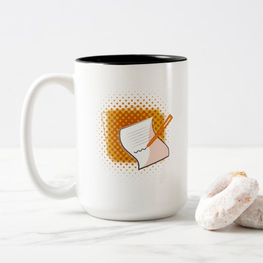 Schrijfbalk Tweekleurige Koffiemok (Met donut)