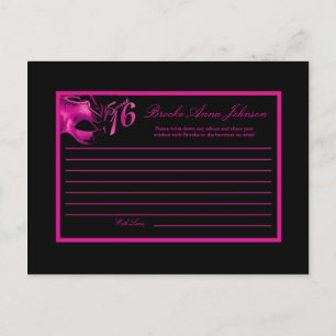 Schrijfbare Advice Card Sweet 16 Hot Pink Black Pa Briefkaart