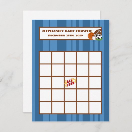 Schrijfbare Bingo Card All-Star Blue Uitnodiging Briefkaart (Voorkant / Achterkant)