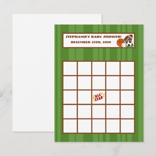 Schrijfbare Bingo Card All-Star Green Uitnodiging Briefkaart (Voorkant / Achterkant)