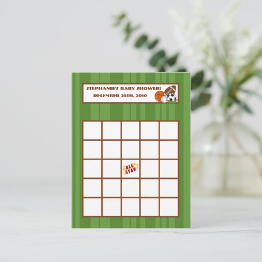 Schrijfbare Bingo Card All-Star Green Uitnodiging Briefkaart (Staand voorkant)