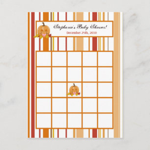 Schrijfbare Bingo Card Autumn Herfst Pumpkin Baby Uitnodiging Briefkaart