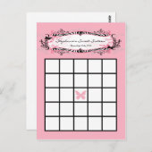 Schrijfbare Bingo Card Girly Butterfly Zebra Print Briefkaart (Voorkant / Achterkant)