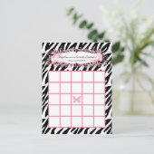 Schrijfbare Bingo Card Girly Butterfly Zebra Print Briefkaart (Staand voorkant)