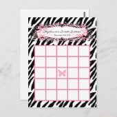 Schrijfbare Bingo Card Girly Butterfly Zebra Print Briefkaart (Voorkant / Achterkant)