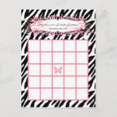 Schrijfbare Bingo Card Girly Butterfly Zebra Print Briefkaart (Voorkant)