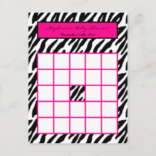 Schrijfbare Bingo Card Hot Pink Zebra Print Uitnodiging Briefkaart