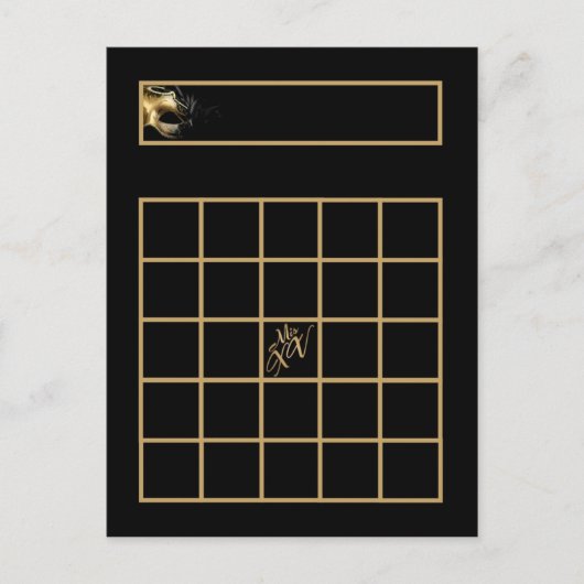 Schrijfbare Bingo Card Mis XV Gold Black Briefkaart (Voorkant)