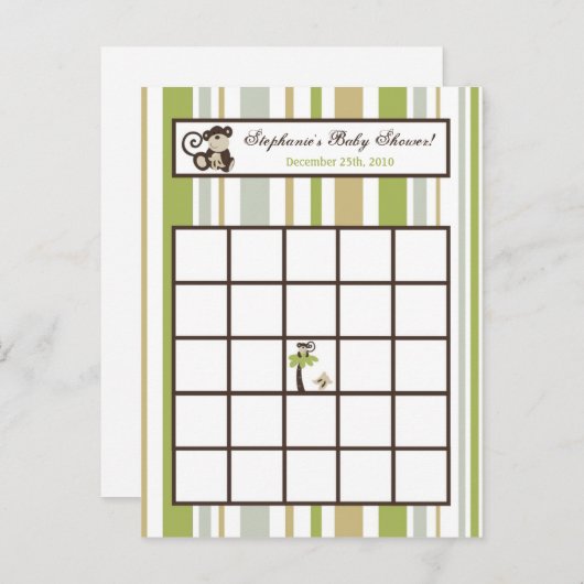 Schrijfbare Bingo Card Monkey Time Zoo Animal Uitnodiging Briefkaart (Voorkant / Achterkant)