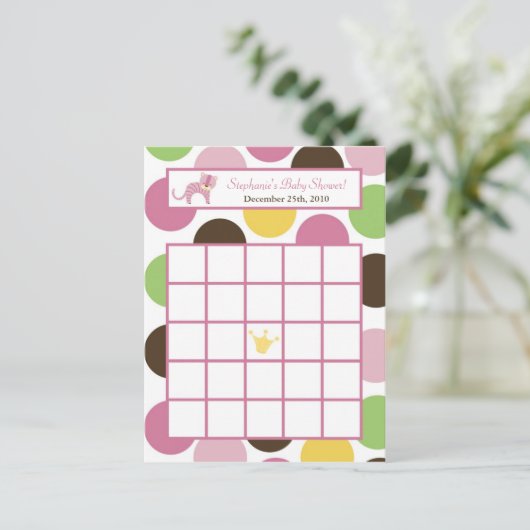 Schrijfbare Bingo Card Oerwoud Queen Tiger Safari  Uitnodiging Briefkaart (Staand voorkant)