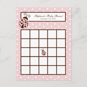 Schrijfbare Bingo Card Pink Ladybug Uitnodiging Briefkaart