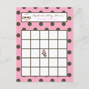 Schrijfbare Bingo Card Pink Socket Monkey Uitnodiging Briefkaart