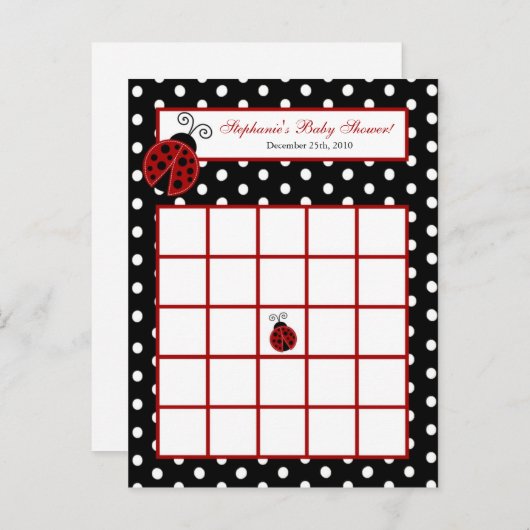 Schrijfbare Bingo Card Red Ladybug Uitnodiging Briefkaart (Voorkant / Achterkant)