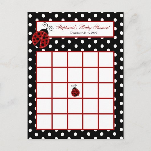 Schrijfbare Bingo Card Red Ladybug Uitnodiging Briefkaart (Voorkant)