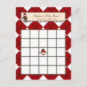 Schrijfbare Bingo Card Red Sock Monkey Argyle Uitnodiging Briefkaart (Voorkant)